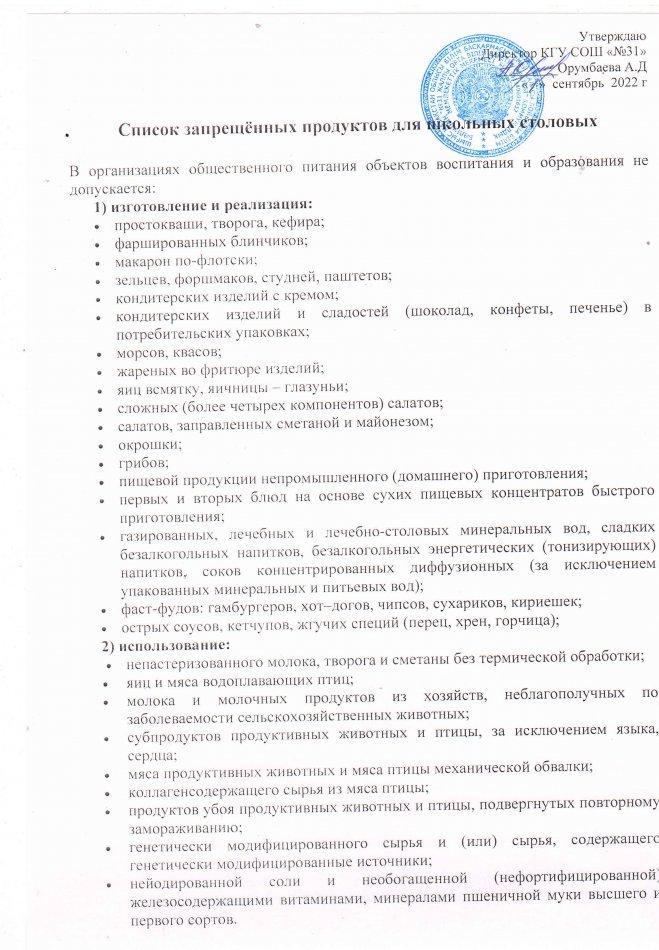 Запрещённые продукты